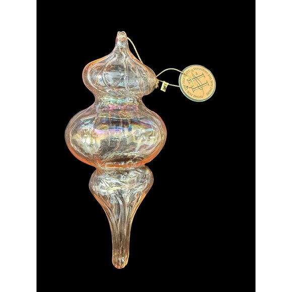 Home For The Holidays Other - Handcrafted Iridescent Blown Glass Artisan Finial Teardrop Champagne Ornament
